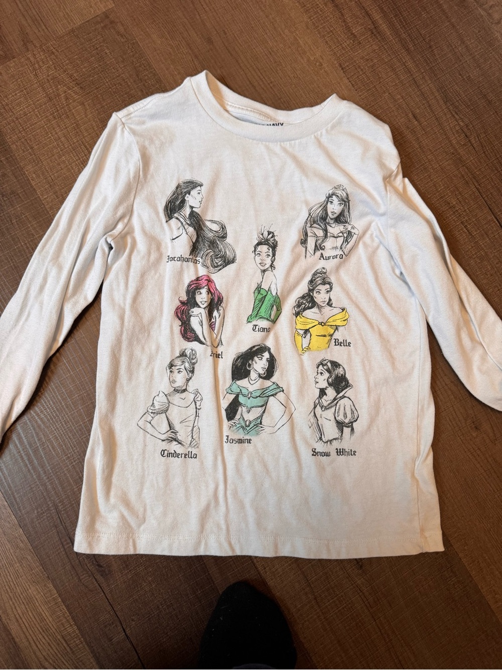 Old Navy White Long-Sleeve Disney Princess Sketch Tee